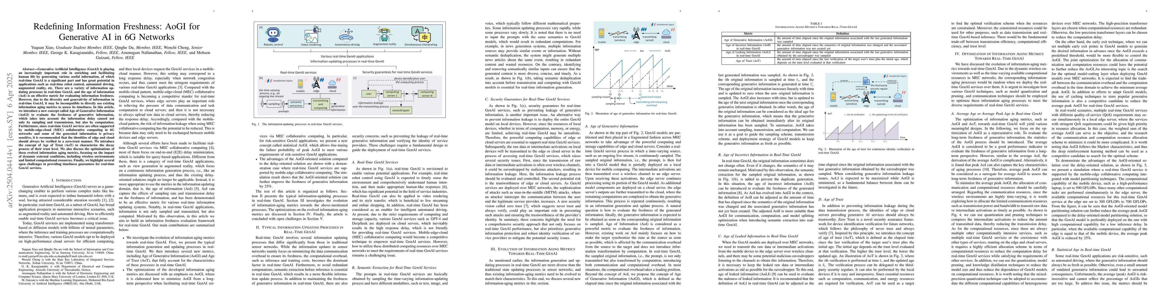 Thumbnail for Redefining Information Freshness: AoGI for Generative AI in 6G Networks