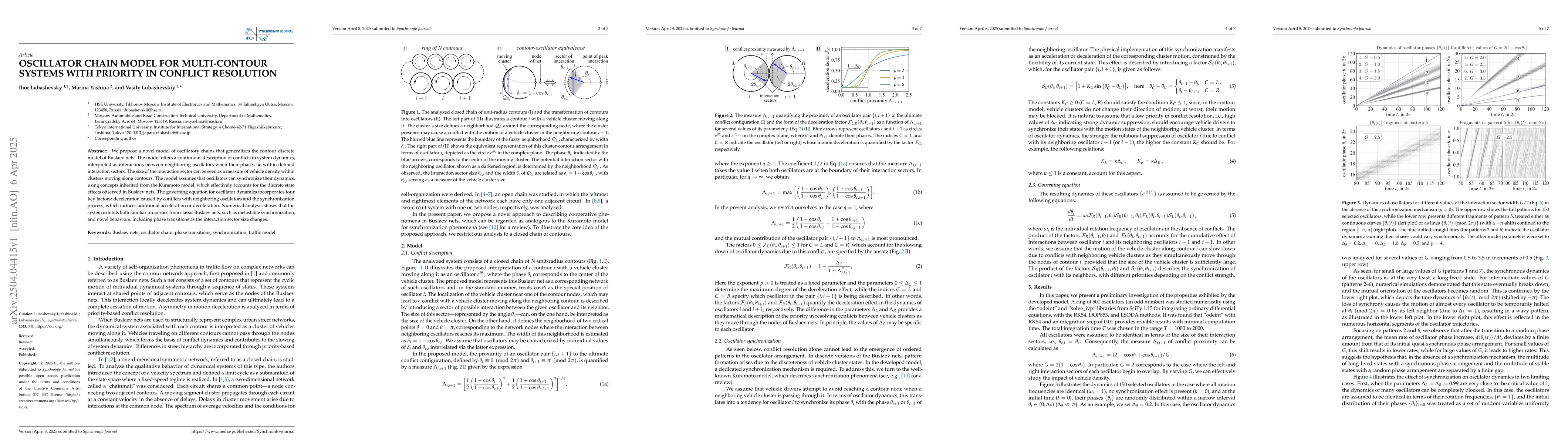 Thumbnail for Oscillator Chain Model for Multi-Contour Systems With Priority in
  Conflict Resolution