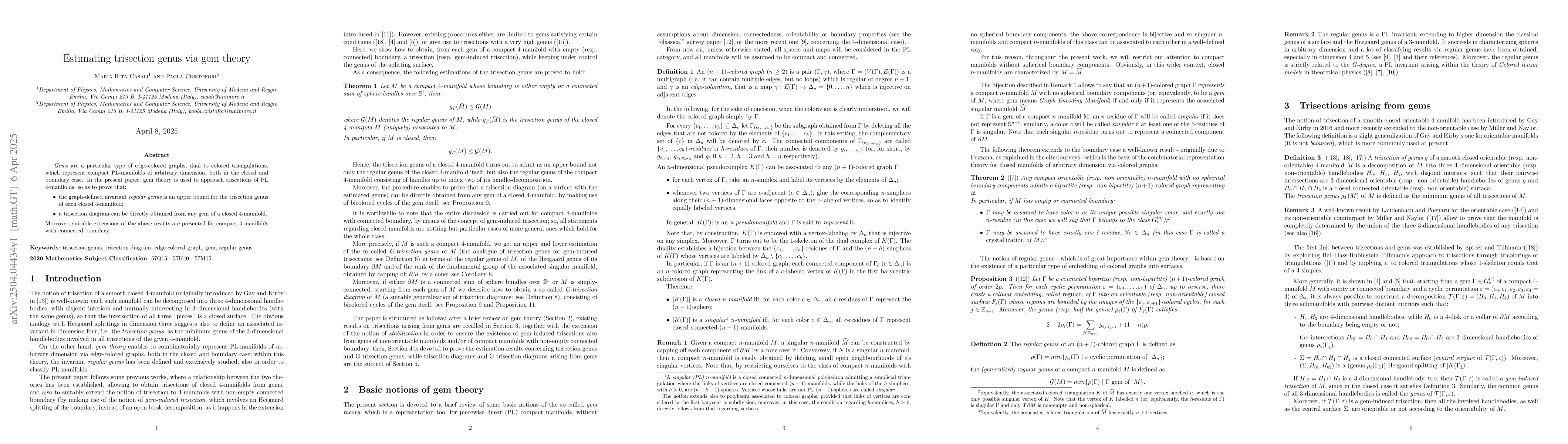Thumbnail for Estimating trisection genus via gem theory