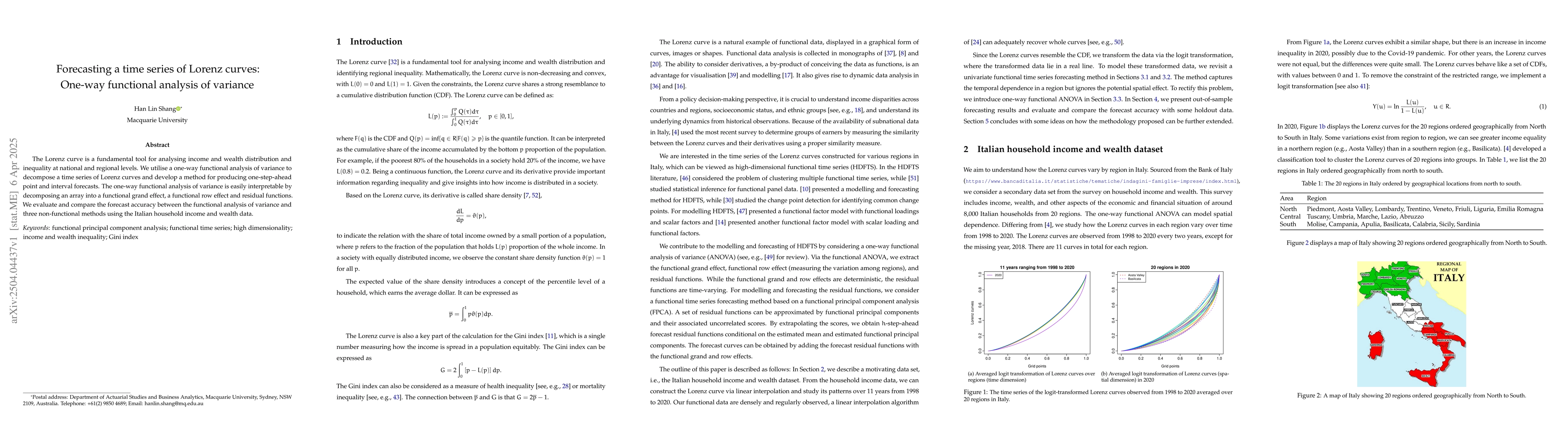Thumbnail for Forecasting a time series of Lorenz curves: One-way functional analysis
  of variance