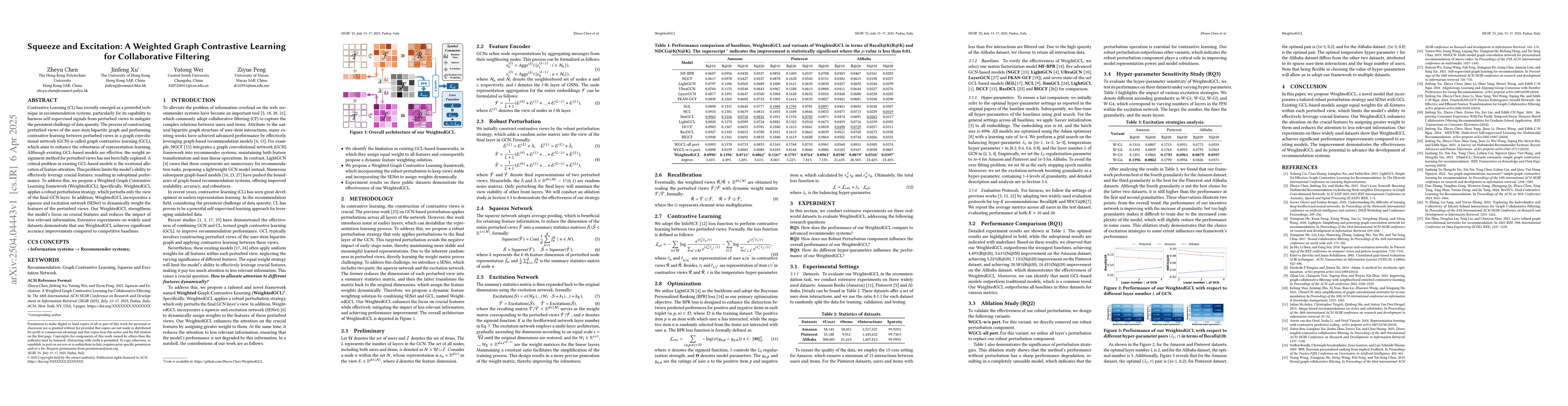 Thumbnail for Squeeze and Excitation: A Weighted Graph Contrastive Learning for
  Collaborative Filtering