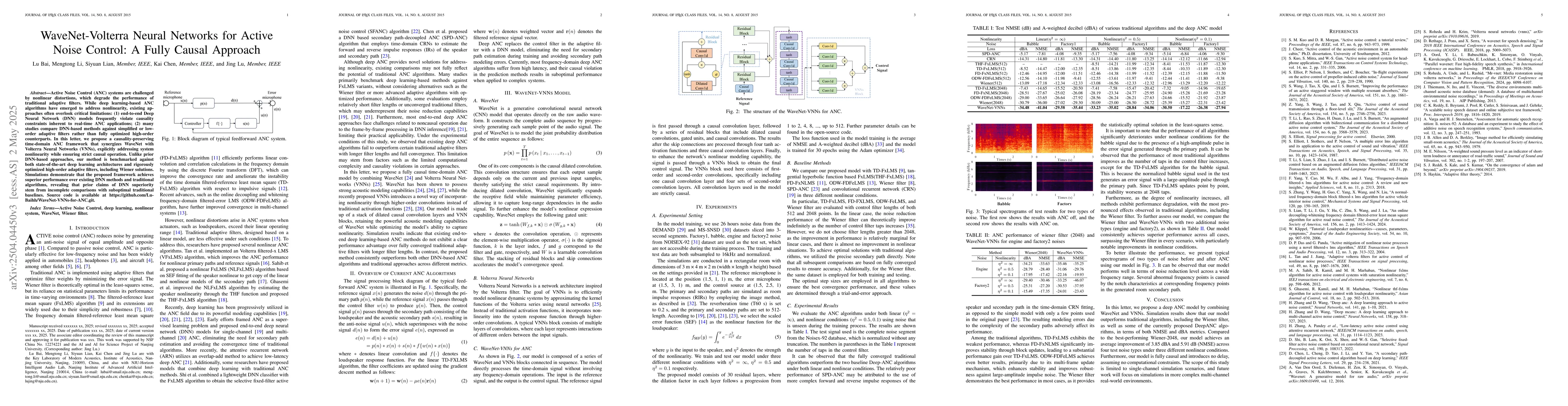 Thumbnail for WaveNet-Volterra Neural Networks for Active Noise Control: A Fully
  Causal Approach