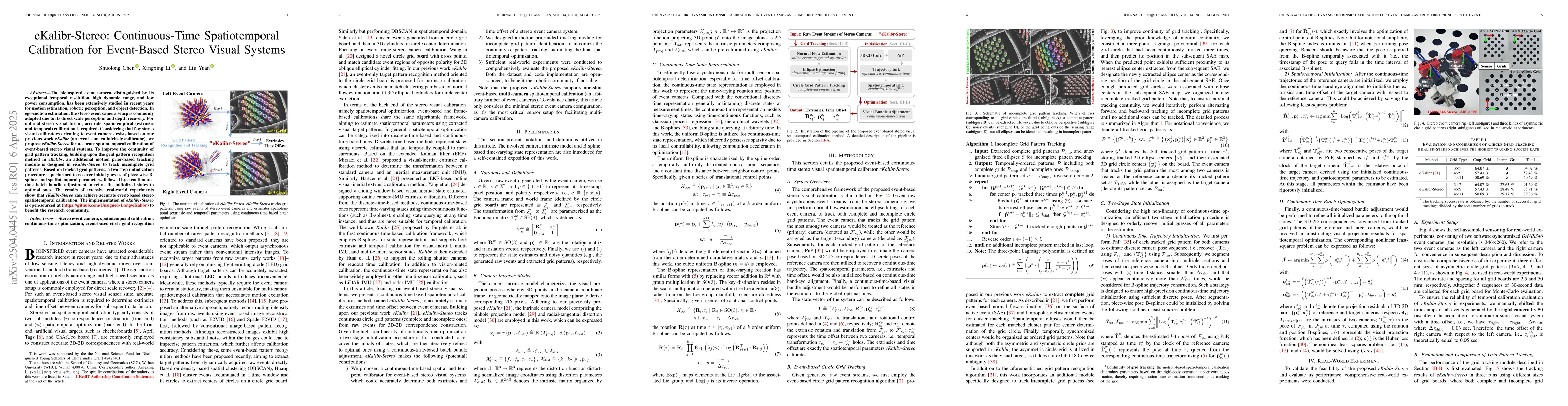 Thumbnail for eKalibr-Stereo: Continuous-Time Spatiotemporal Calibration for
  Event-Based Stereo Visual Systems