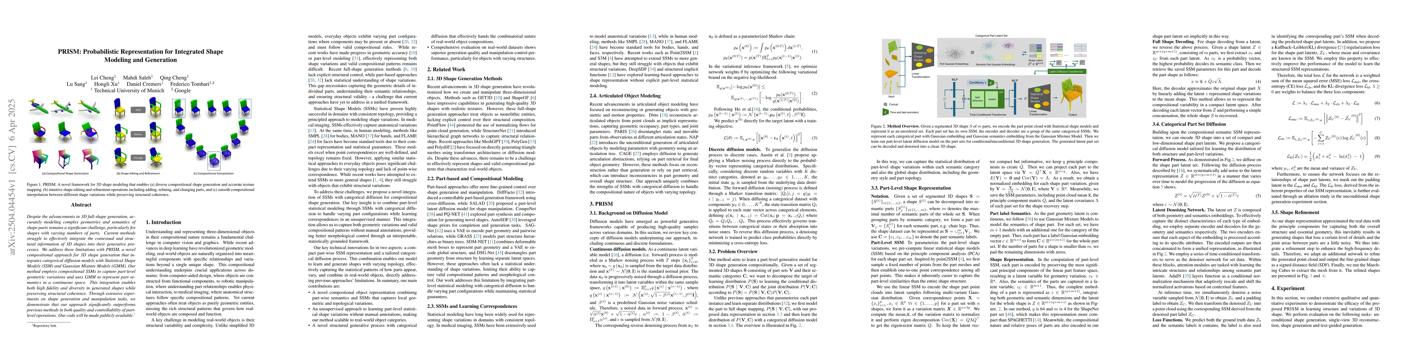 Thumbnail for PRISM: Probabilistic Representation for Integrated Shape Modeling and
  Generation