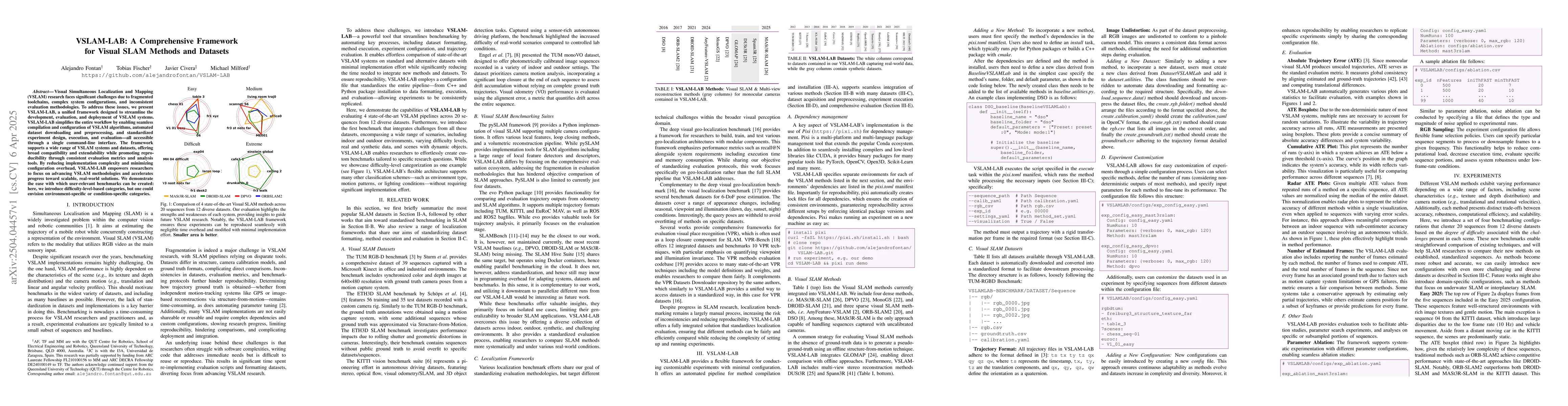 Thumbnail for VSLAM-LAB: A Comprehensive Framework for Visual SLAM Methods and
  Datasets