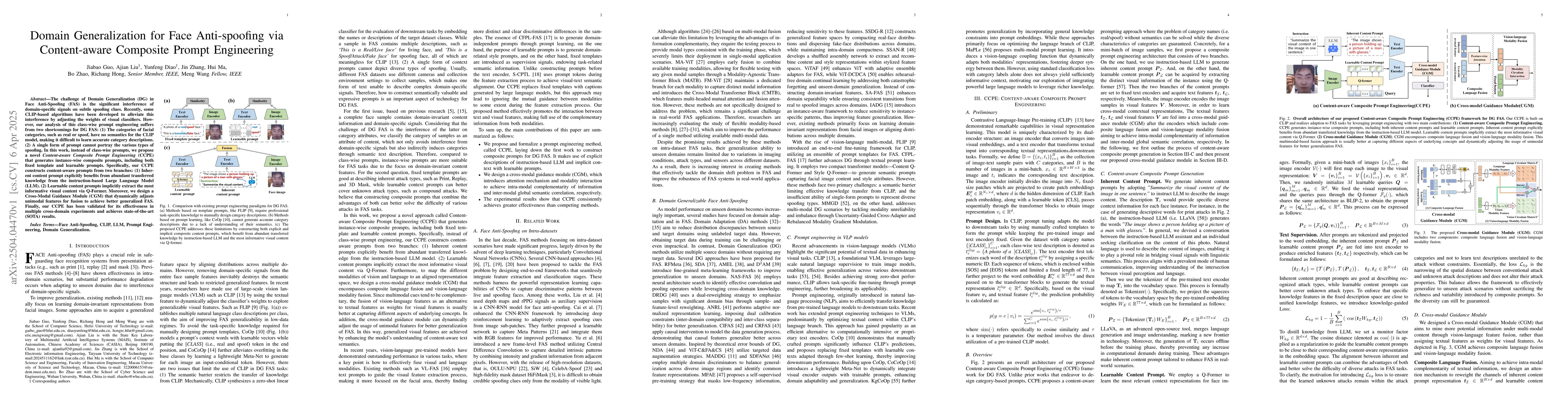 Thumbnail for Domain Generalization for Face Anti-spoofing via Content-aware Composite
  Prompt Engineering