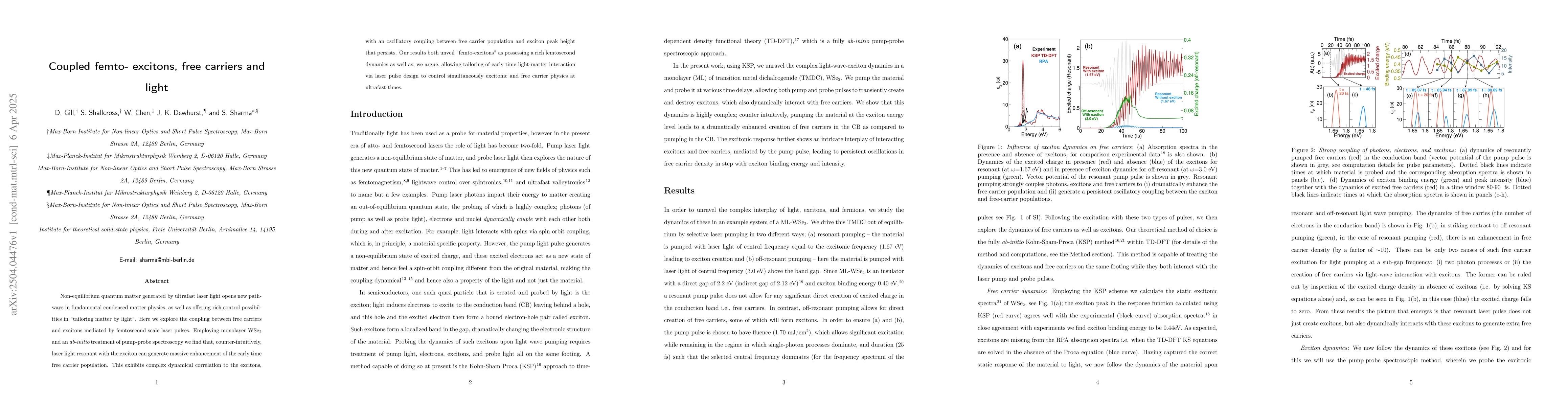 Thumbnail for Coupled femto-excitons, free carriers and light