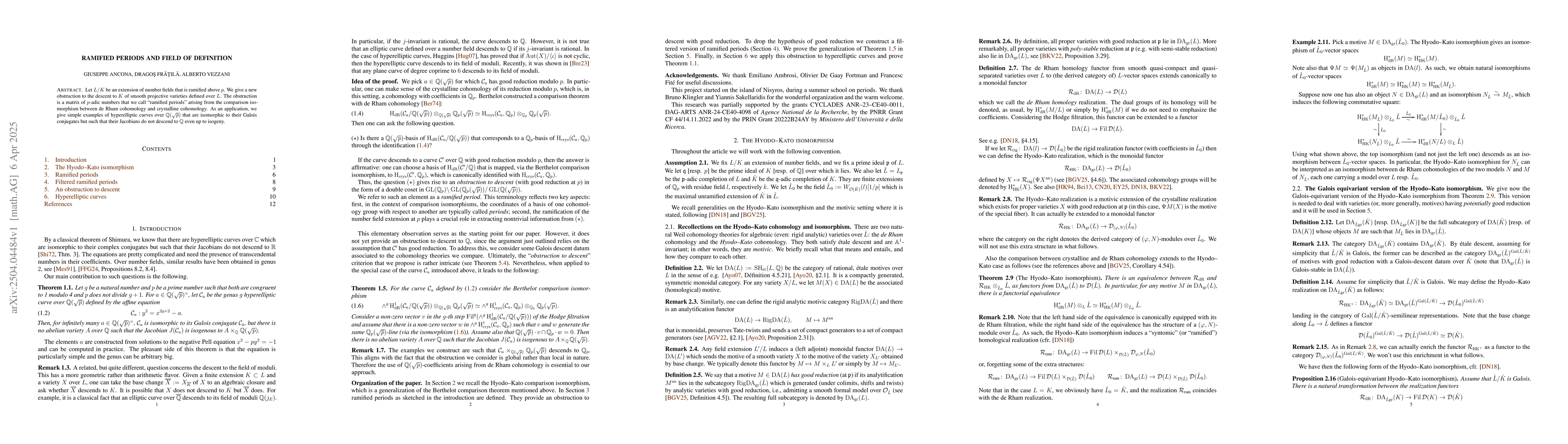 Thumbnail for Ramified periods and field of definition