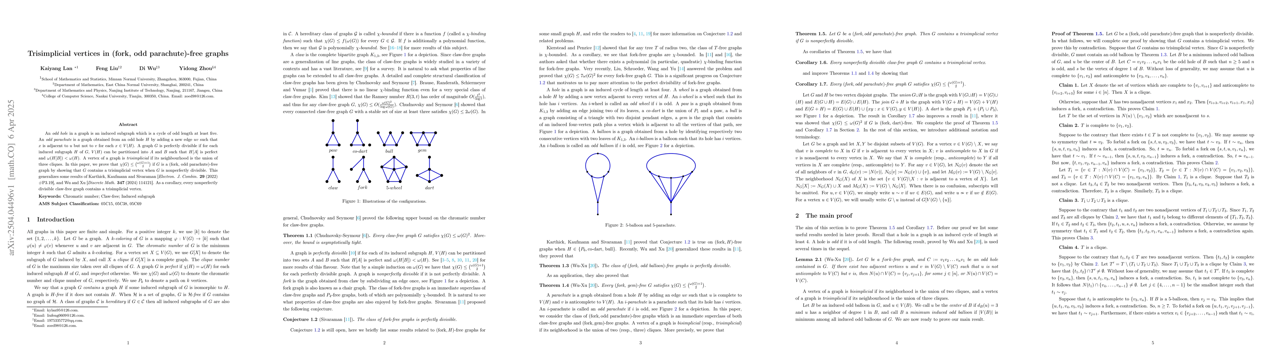 Thumbnail for Trisimplicial vertices in (fork, odd parachute)-free graphs