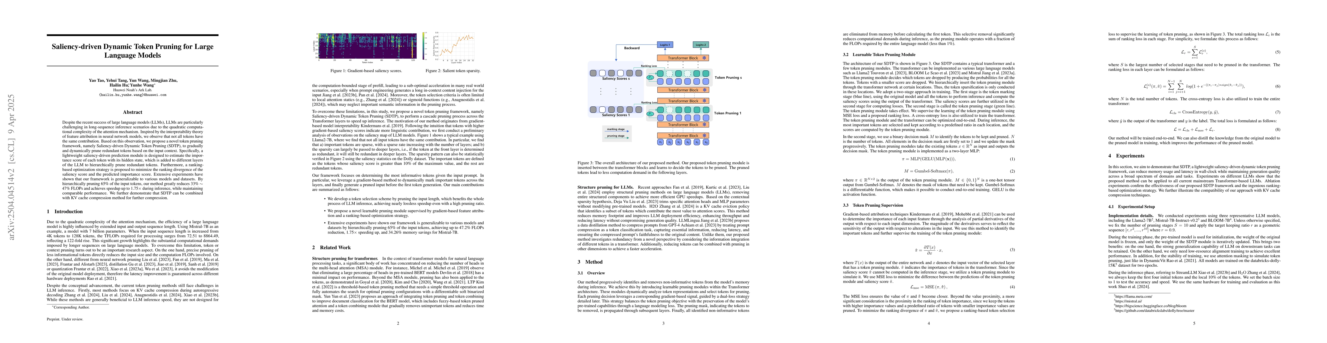 Thumbnail for Saliency-driven Dynamic Token Pruning for Large Language Models