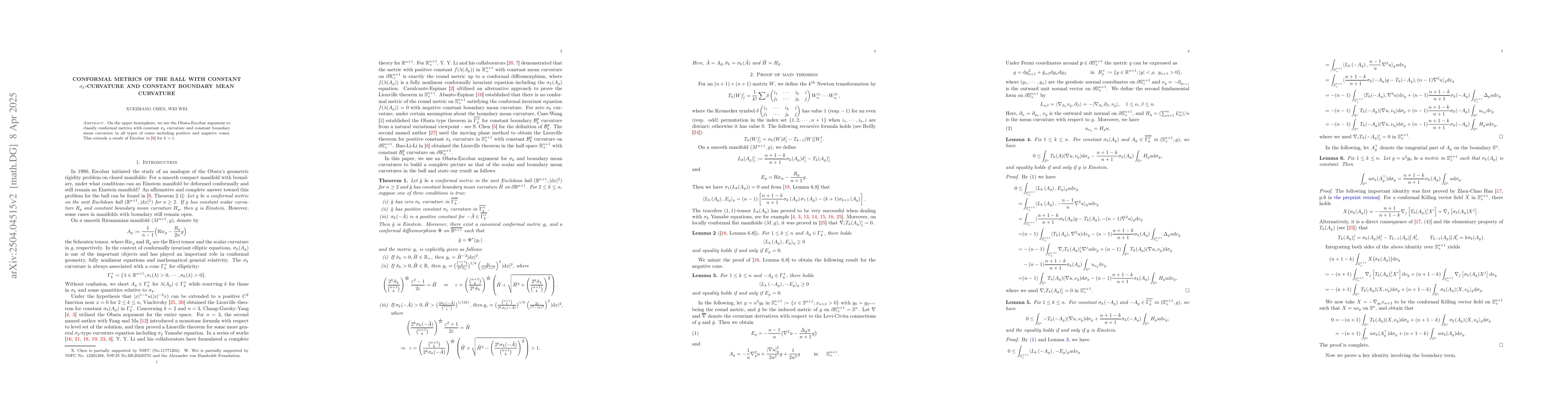 Thumbnail for Conformal metrics of the ball with constant $σ_k$-curvature and
  constant boundary mean curvature