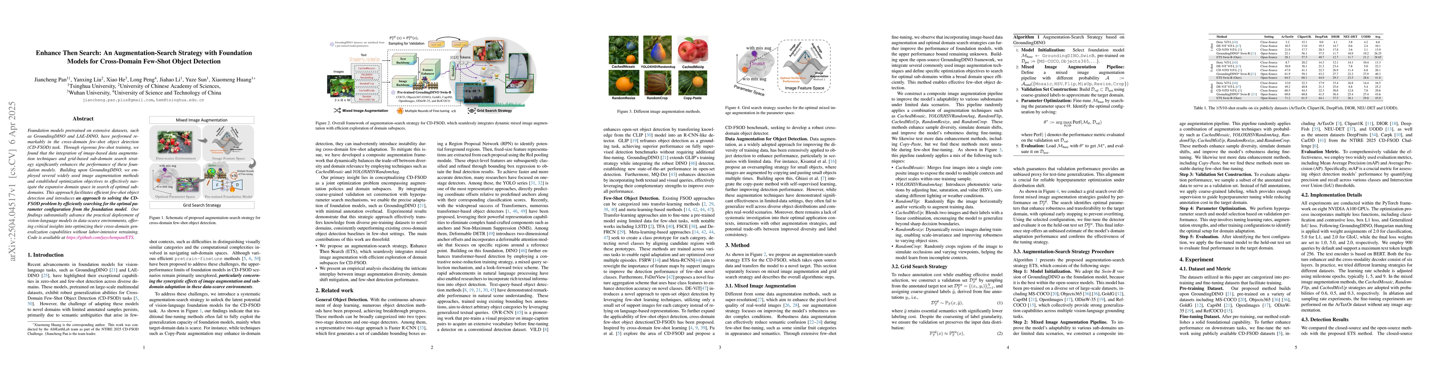 Thumbnail for Enhance Then Search: An Augmentation-Search Strategy with Foundation
  Models for Cross-Domain Few-Shot Object Detection
