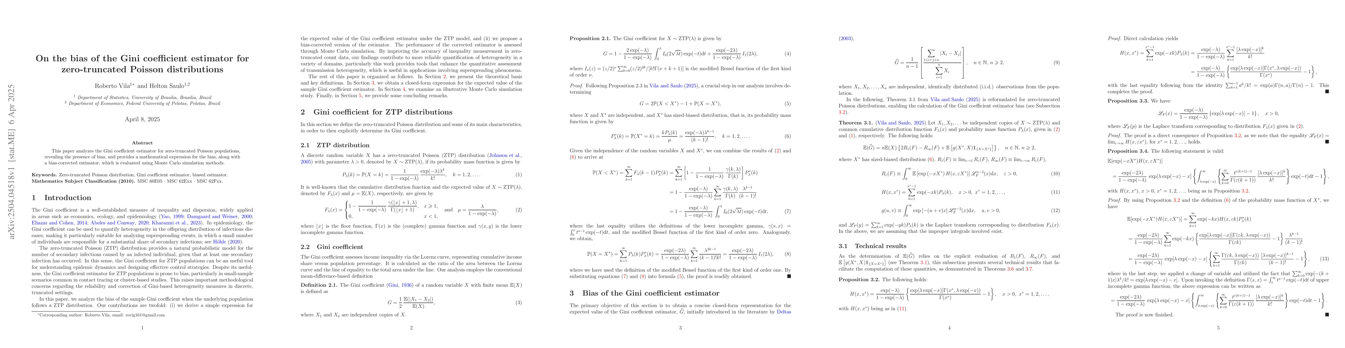 Thumbnail for On the bias of the Gini coefficient estimator for zero-truncated Poisson
  distributions