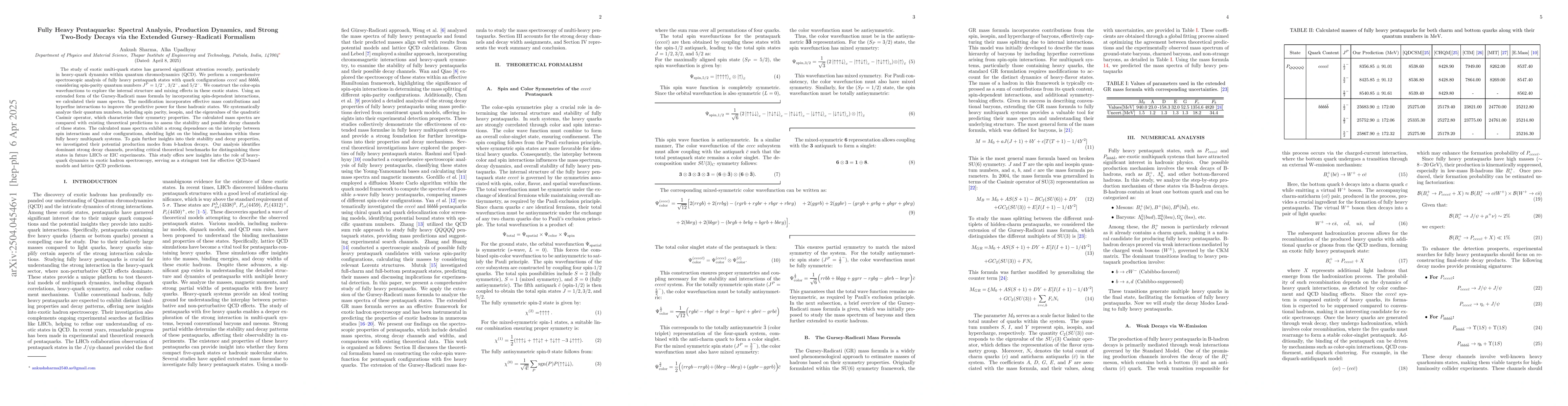 Thumbnail for Study of Fully heavy Pentaquarks using extended Gursey-Radicati
  formalism