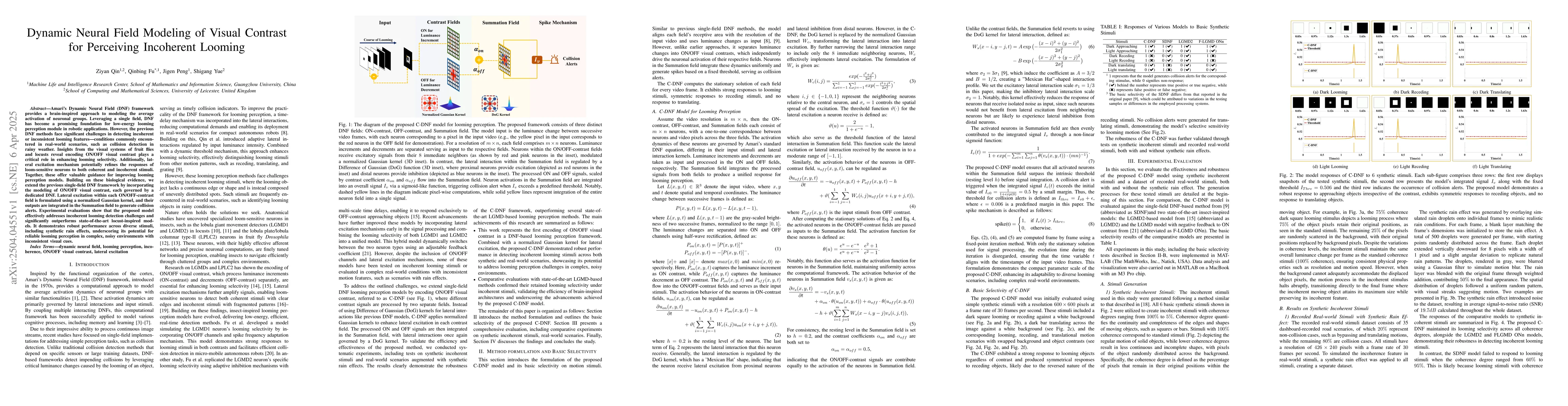 Thumbnail for Dynamic Neural Field Modeling of Visual Contrast for Perceiving
  Incoherent Looming