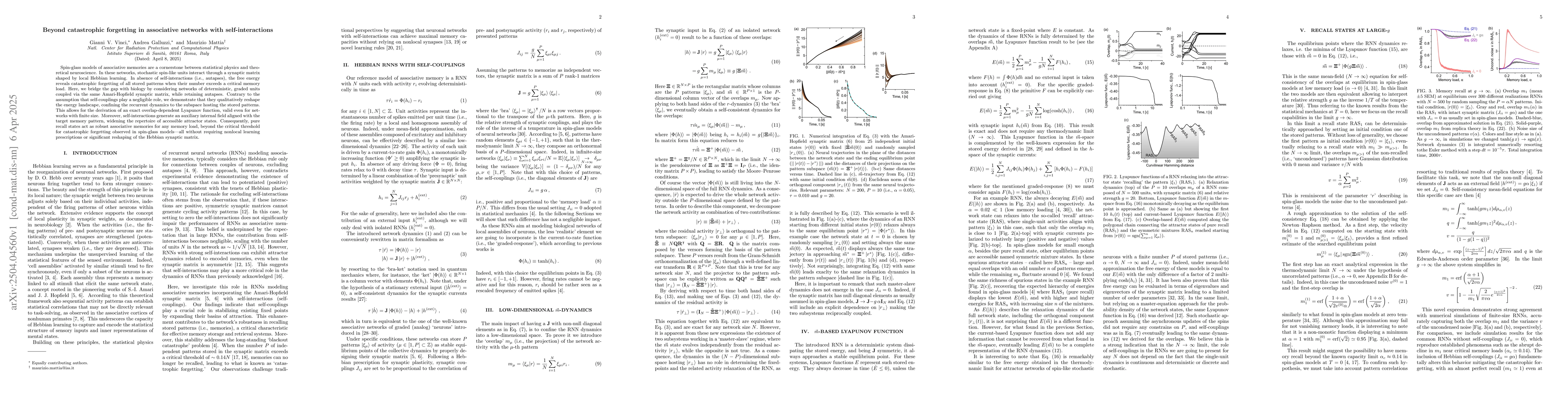Thumbnail for Beyond catastrophic forgetting in associative networks with
  self-interactions