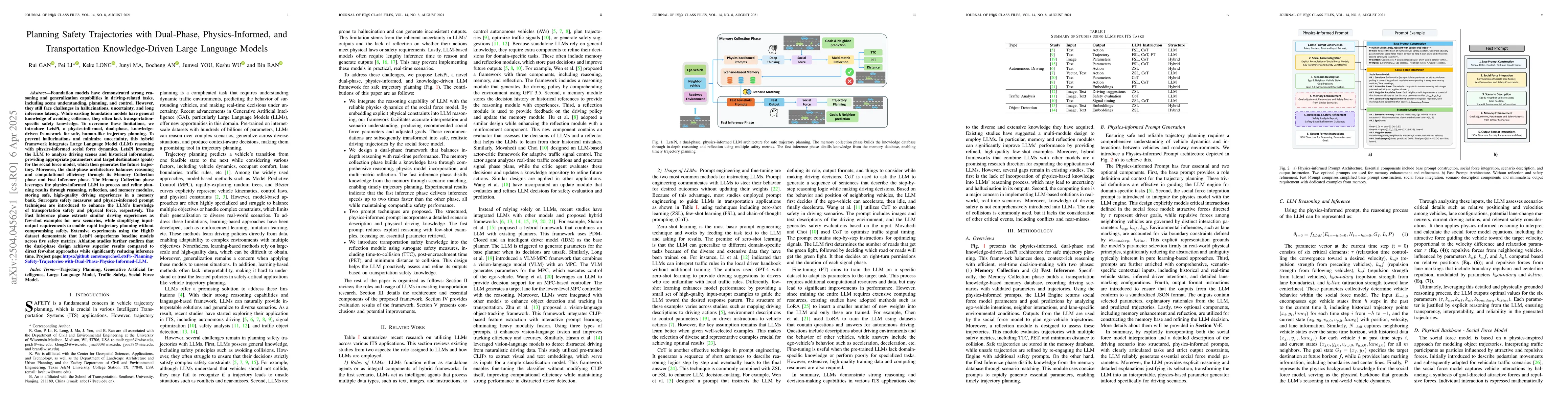 Thumbnail for Planning Safety Trajectories with Dual-Phase, Physics-Informed, and
  Transportation Knowledge-Driven Large Language Models