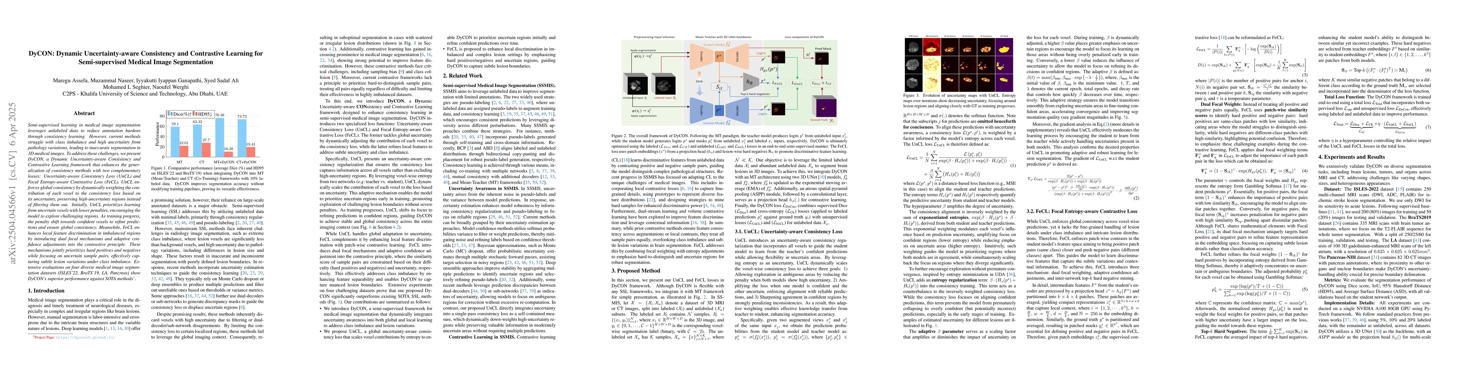 Thumbnail for DyCON: Dynamic Uncertainty-aware Consistency and Contrastive Learning
  for Semi-supervised Medical Image Segmentation
