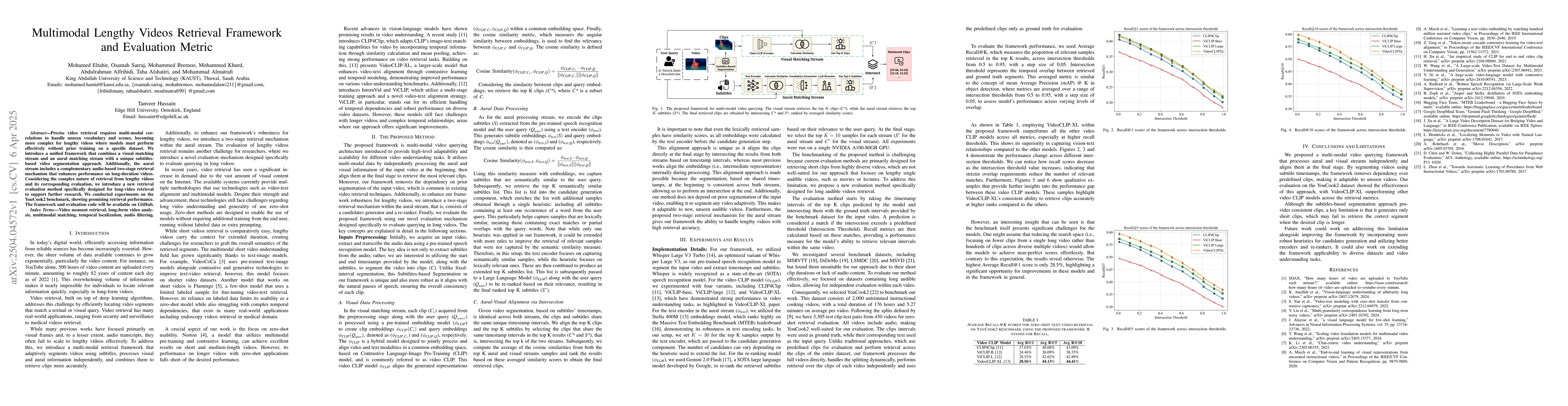 Thumbnail for Multimodal Lengthy Videos Retrieval Framework and Evaluation Metric