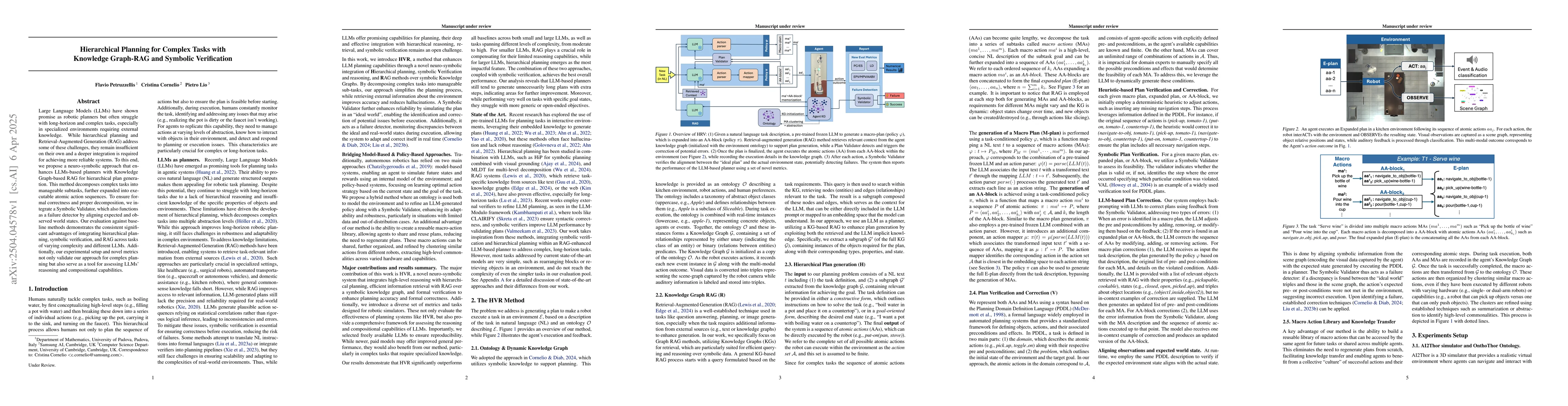 Thumbnail for Hierarchical Planning for Complex Tasks with Knowledge Graph-RAG and
  Symbolic Verification