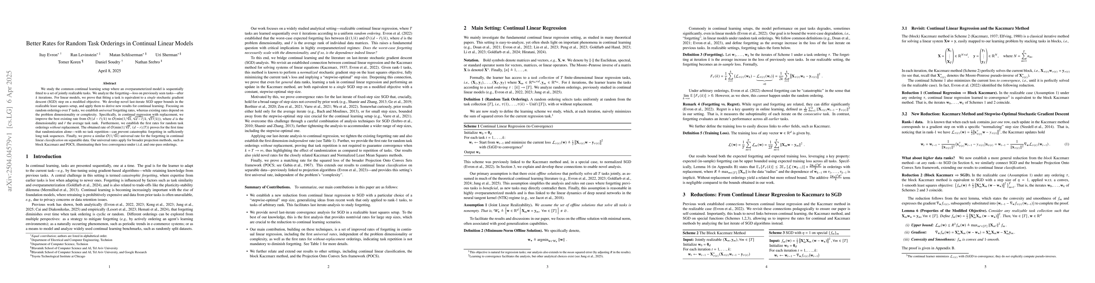 Thumbnail for Better Rates for Random Task Orderings in Continual Linear Models