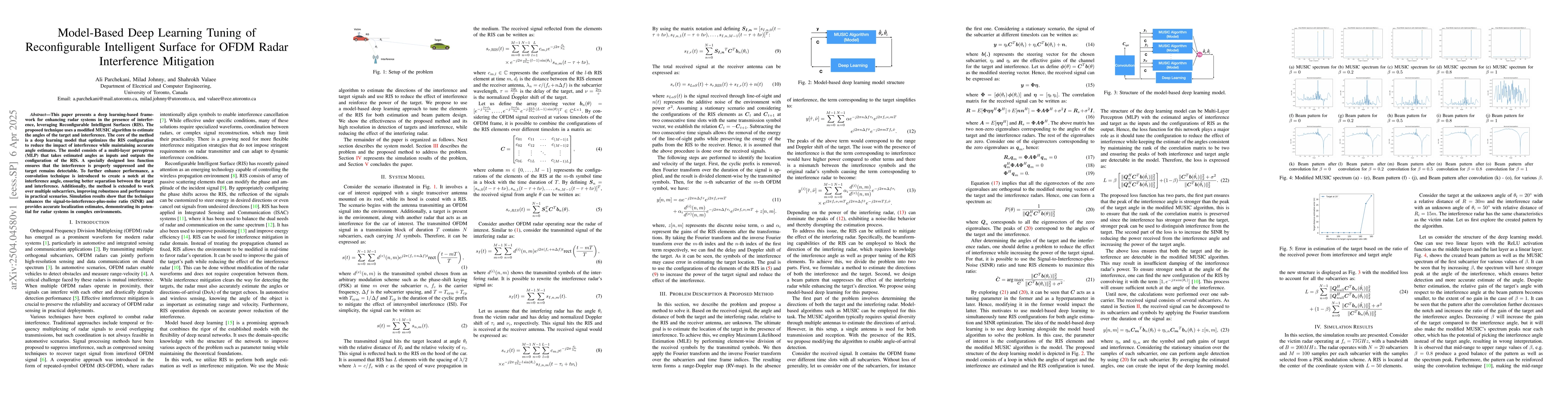 Thumbnail for Model-Based Deep Learning Tuning of Reconfigurable Intelligent Surface
  for OFDM Radar Interference Mitigation