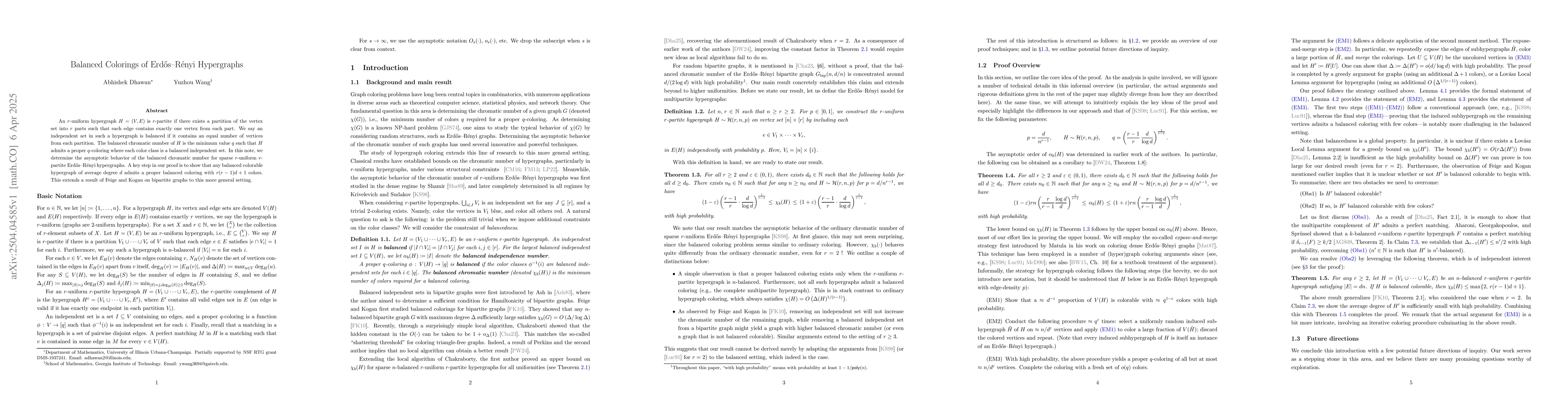 Thumbnail for Balanced colorings of Erdős-Rényi hypergraphs
