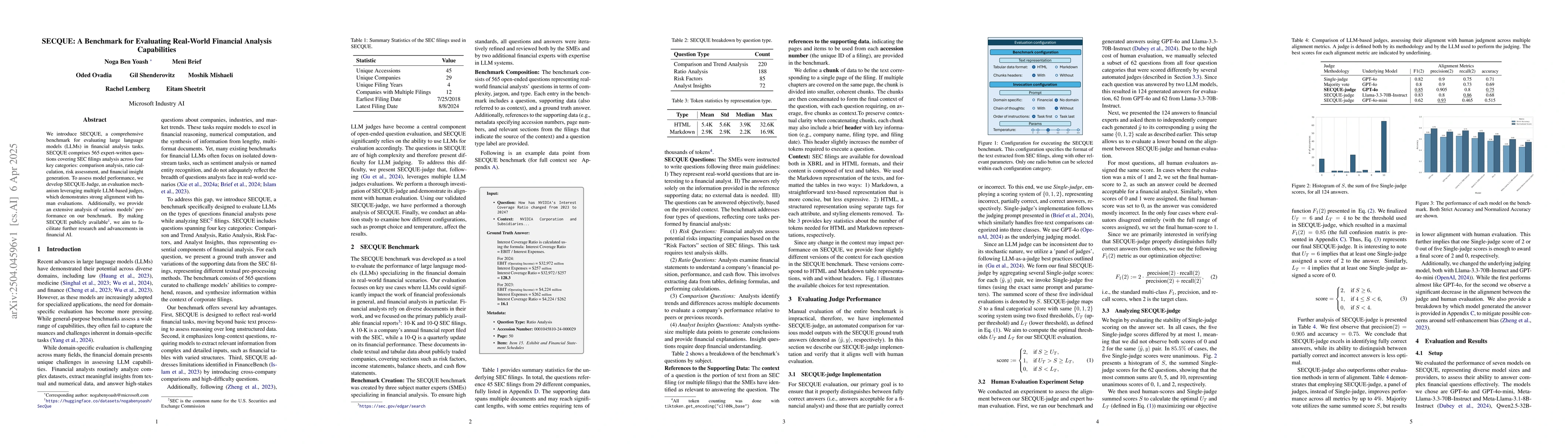Thumbnail for SECQUE: A Benchmark for Evaluating Real-World Financial Analysis
  Capabilities