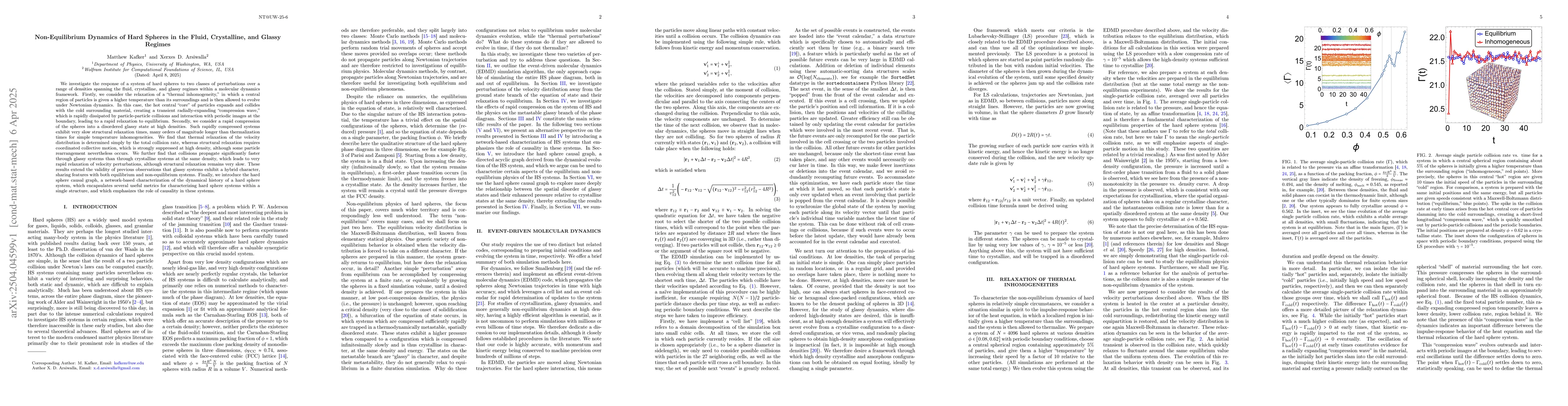 Thumbnail for Non-Equilibrium Dynamics of Hard Spheres in the Fluid, Crystalline, and
  Glassy Regimes