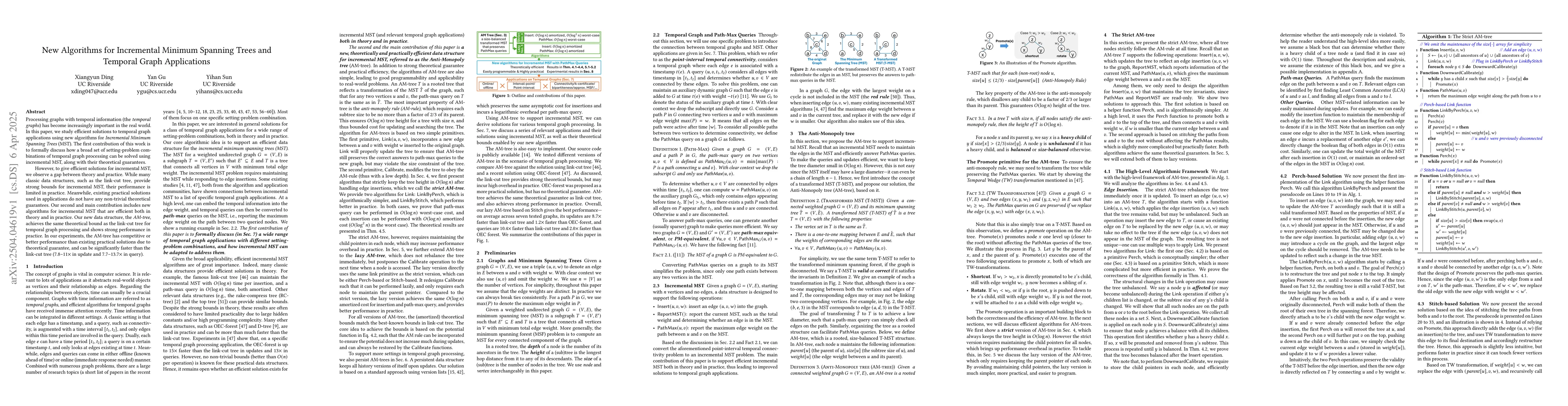 Thumbnail for New Algorithms for Incremental Minimum Spanning Trees and Temporal Graph
  Applications