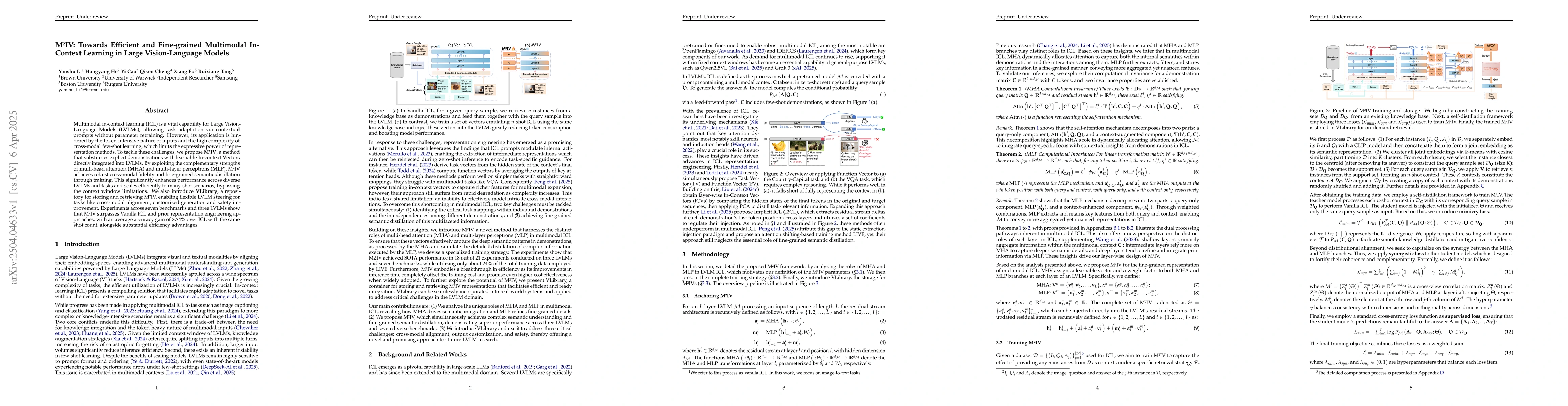 Thumbnail for M2IV: Towards Efficient and Fine-grained Multimodal In-Context Learning
  in Large Vision-Language Models