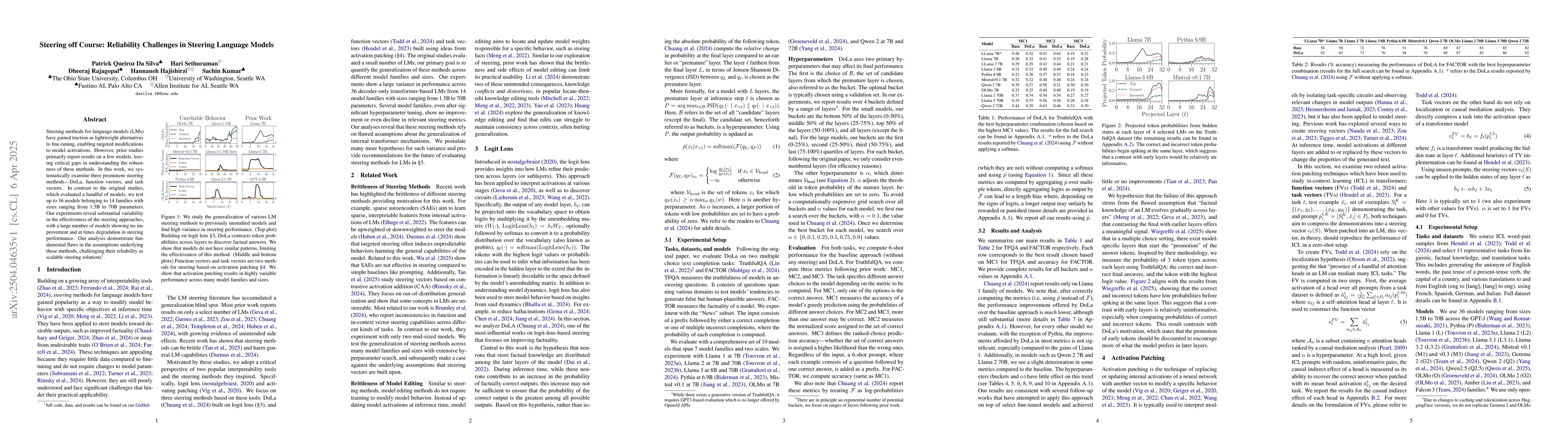 Thumbnail for Steering off Course: Reliability Challenges in Steering Language Models