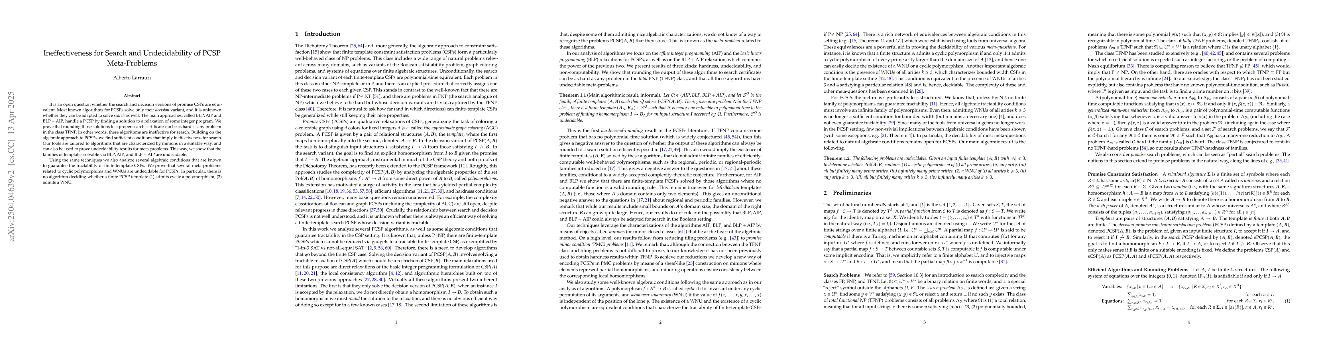 Thumbnail for Ineffectiveness for Search and Undecidability of PCSP Meta-Problems