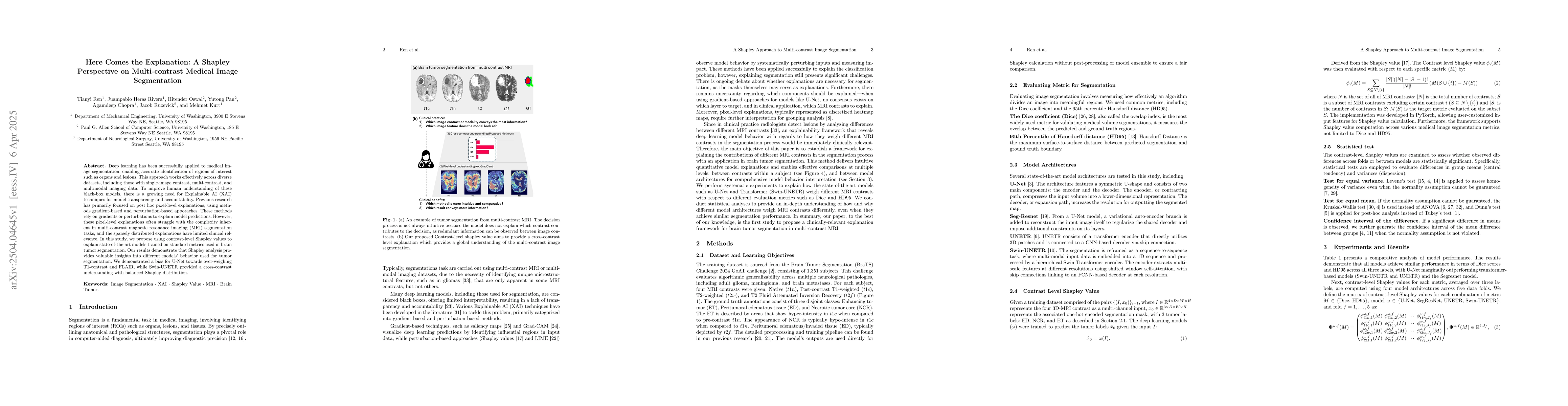 Thumbnail for Here Comes the Explanation: A Shapley Perspective on Multi-contrast
  Medical Image Segmentation