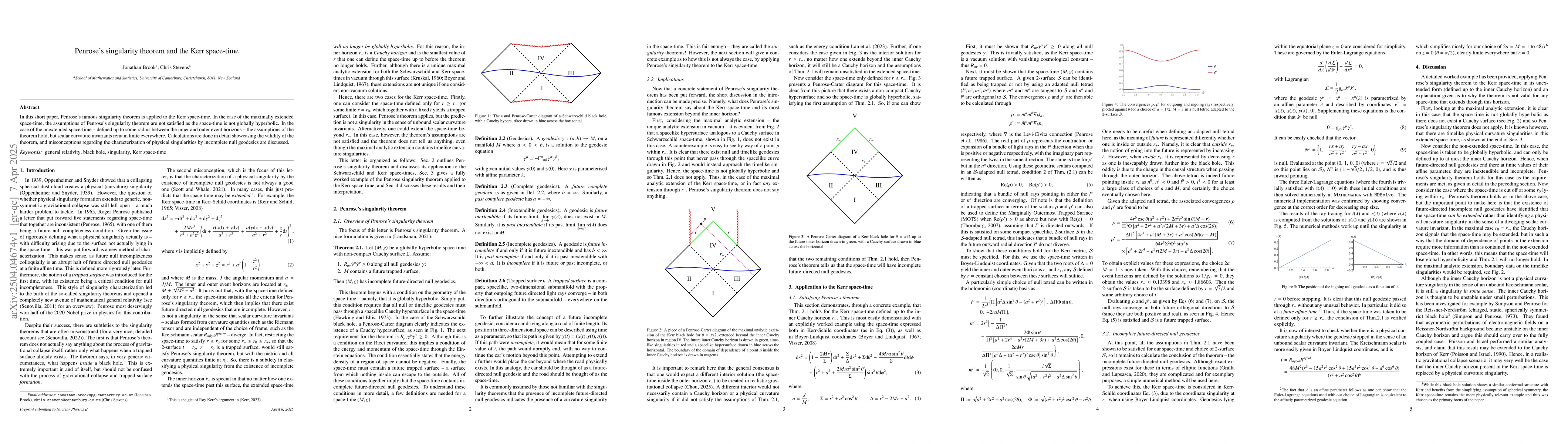Thumbnail for Penrose's singularity theorem and the Kerr space-time