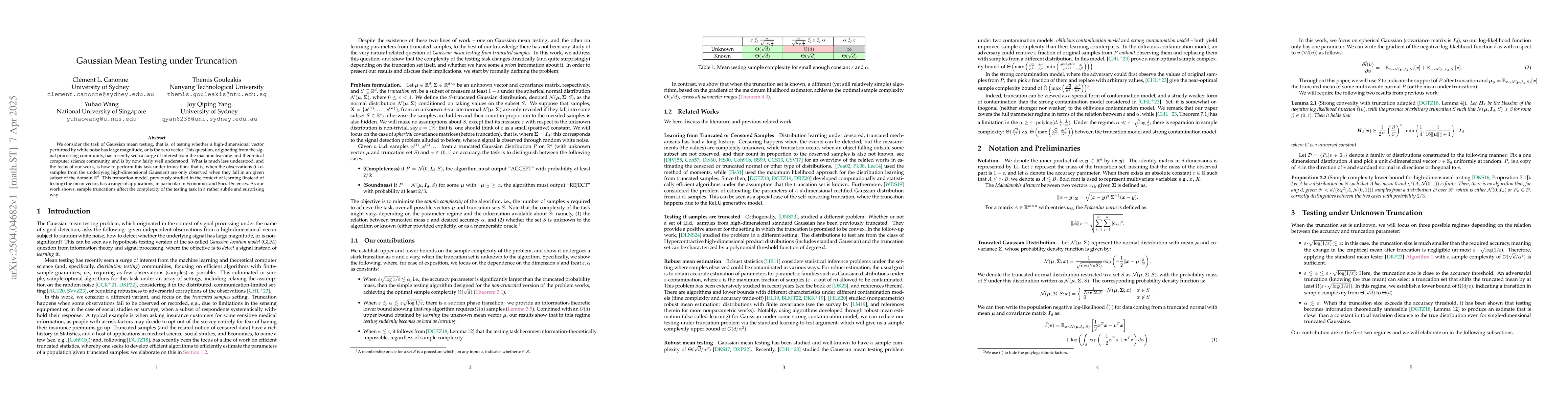 Thumbnail for Gaussian Mean Testing under Truncation