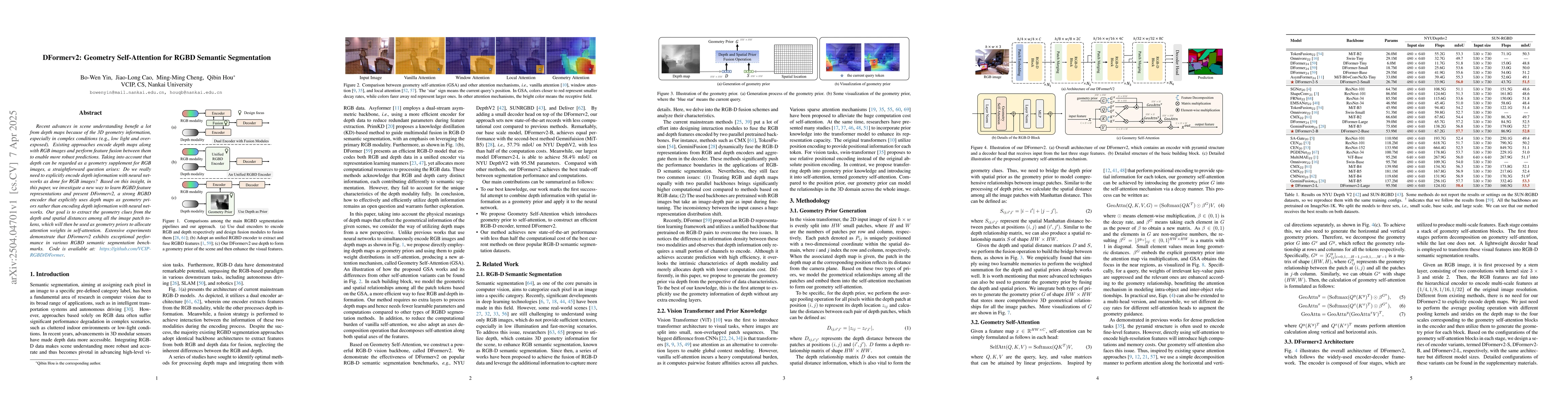 Thumbnail for DFormerv2: Geometry Self-Attention for RGBD Semantic Segmentation