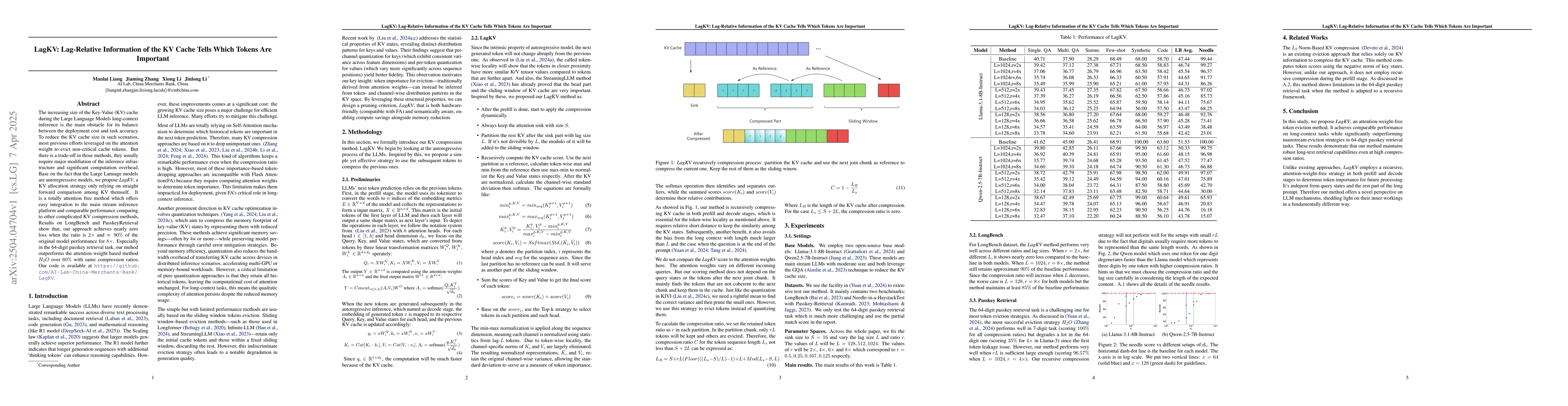 Thumbnail for LagKV: Lag-Relative Information of the KV Cache Tells Which Tokens Are
  Important