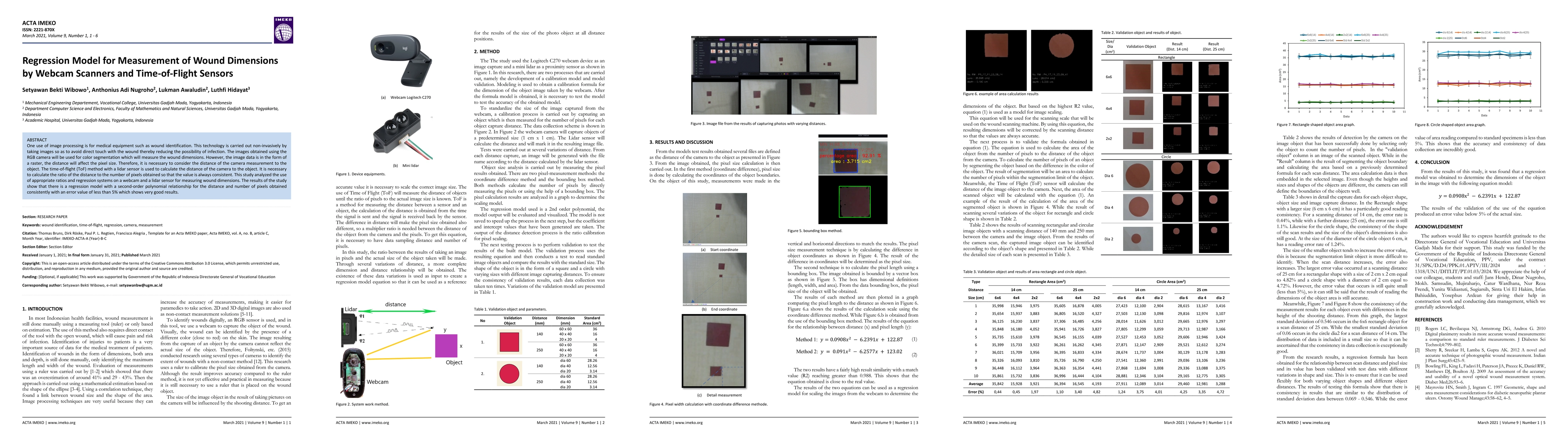 Thumbnail for Regression Model for Measurement of Wound Dimensions by Webcam Scanners
  and Time-of-Flight Sensors