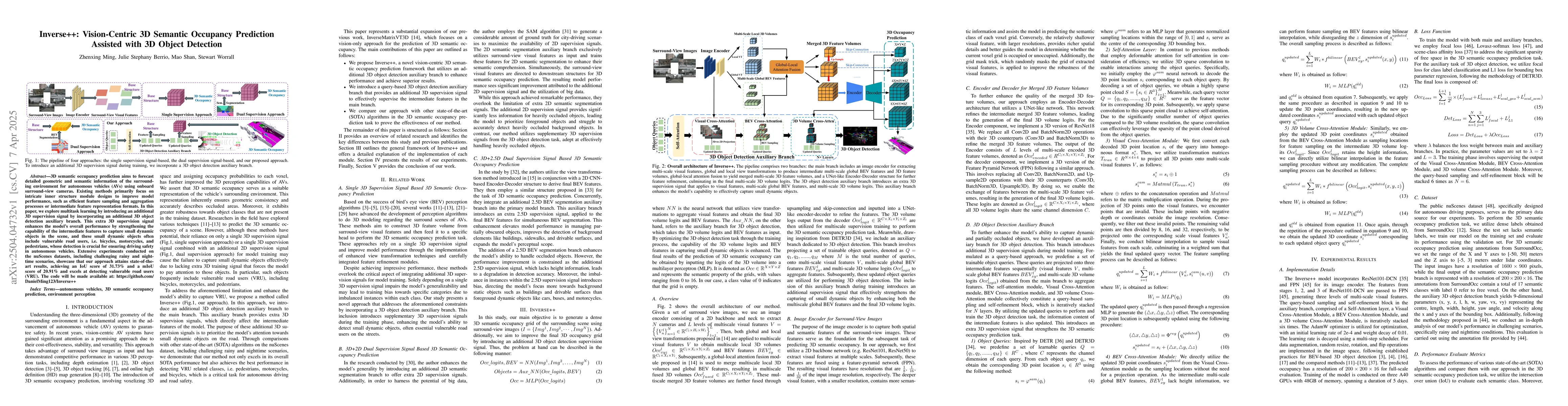 Thumbnail for Inverse++: Vision-Centric 3D Semantic Occupancy Prediction Assisted with
  3D Object Detection