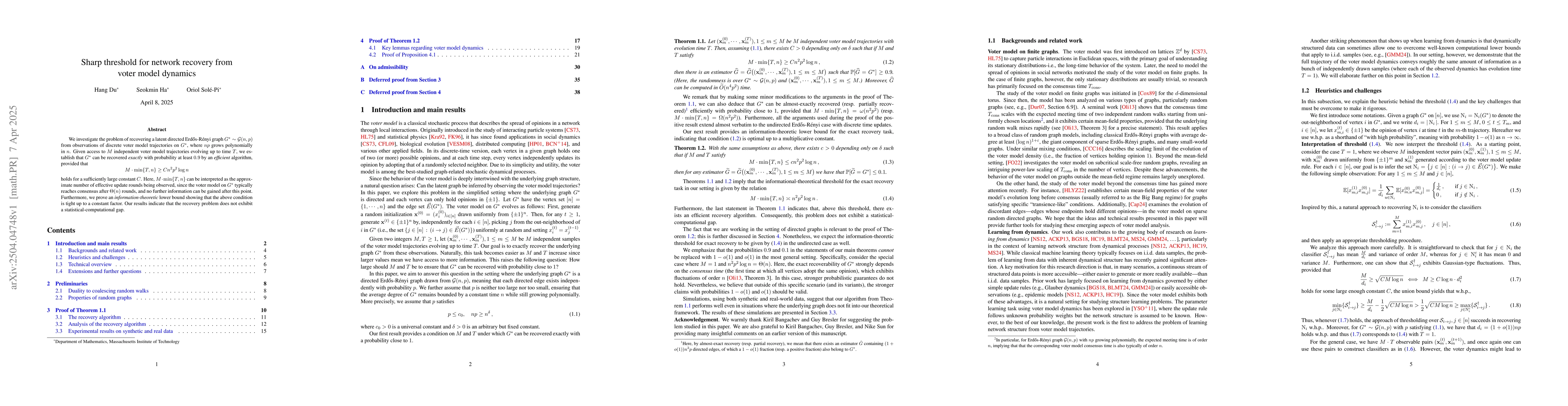 Thumbnail for Sharp threshold for network recovery from voter model dynamics