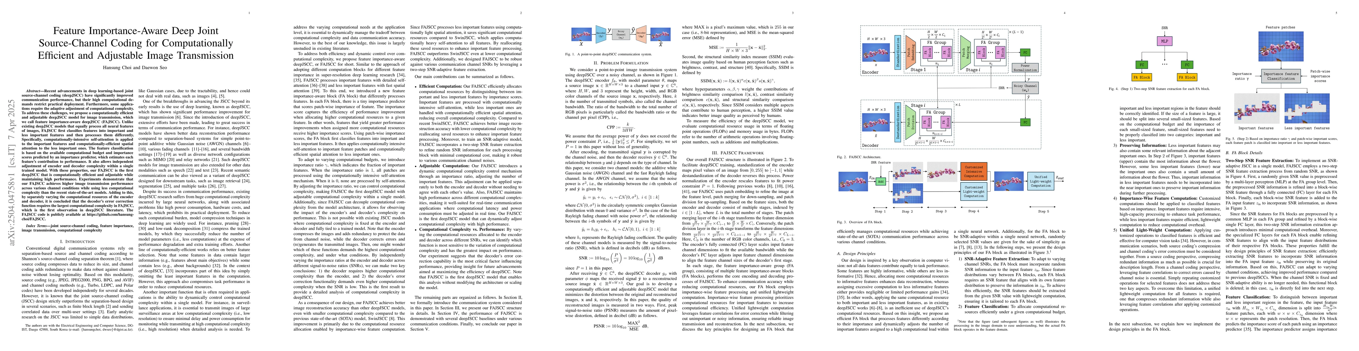 Thumbnail for Feature Importance-Aware Deep Joint Source-Channel Coding for
  Computationally Efficient and Adjustable Image Transmission