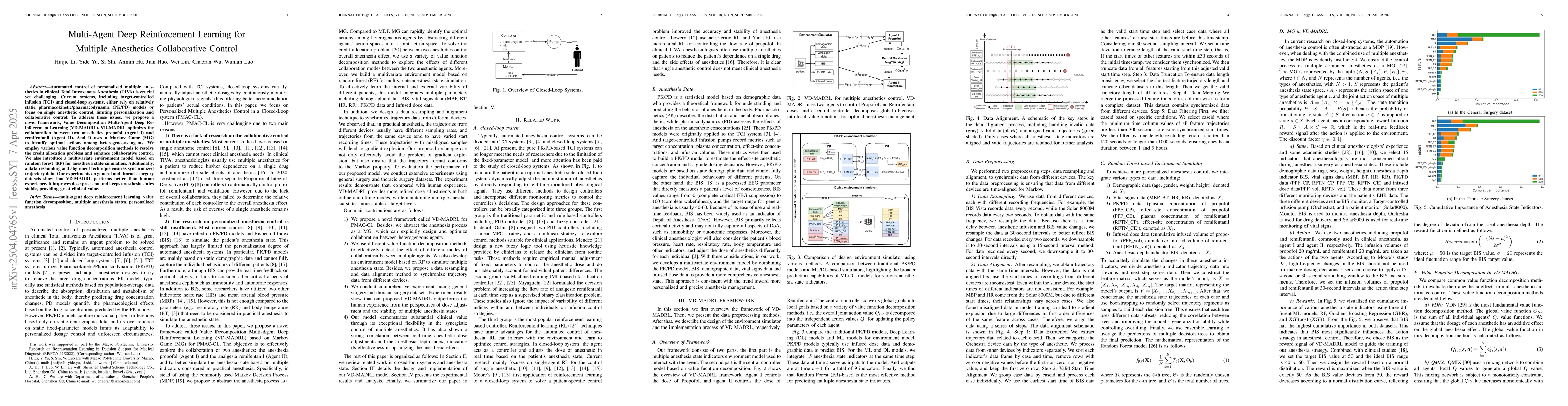 Thumbnail for Multi-Agent Deep Reinforcement Learning for Multiple Anesthetics
  Collaborative Control