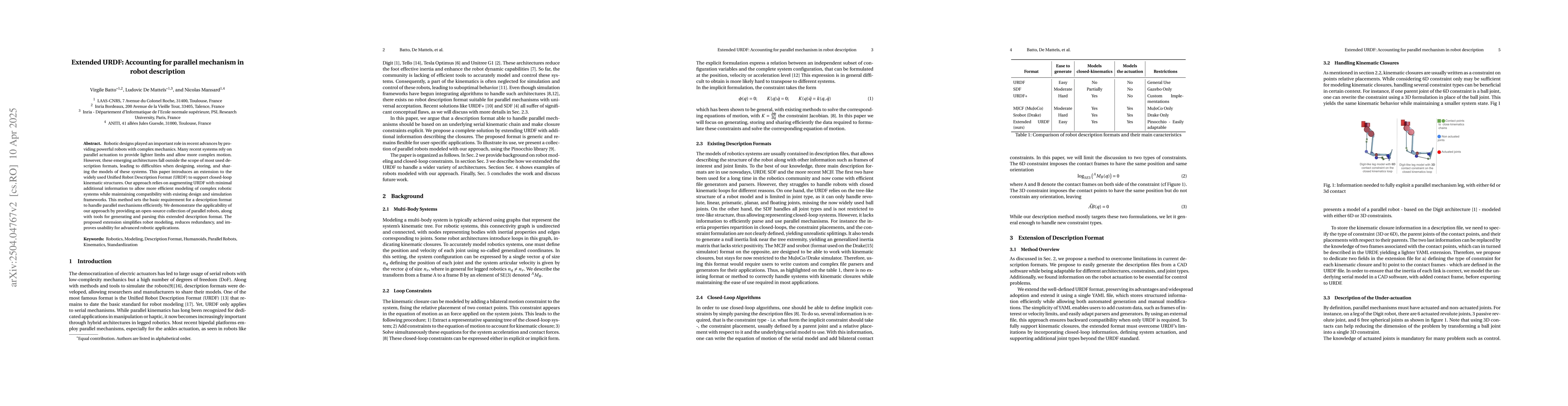 Thumbnail for Extended URDF: Accounting for parallel mechanism in robot description