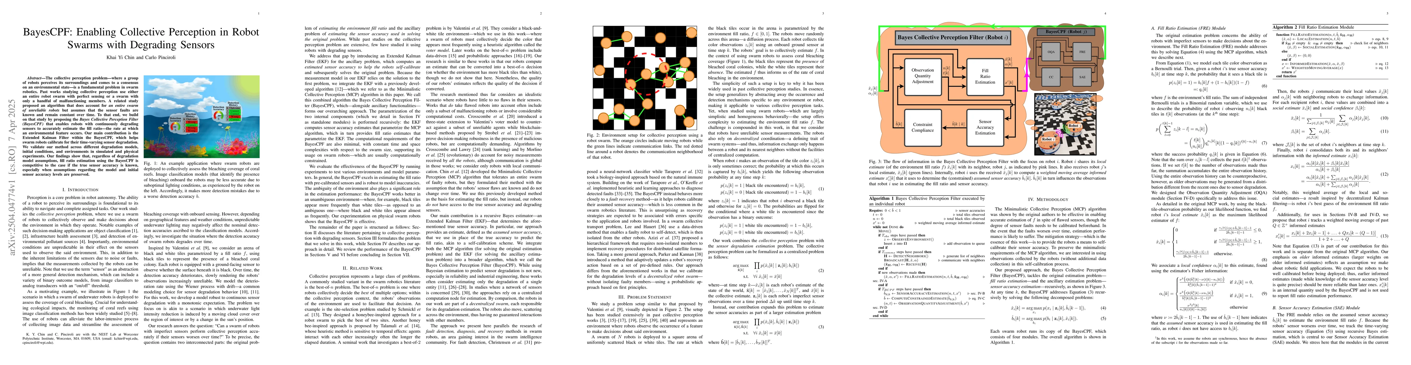 Thumbnail for BayesCPF: Enabling Collective Perception in Robot Swarms with Degrading
  Sensors