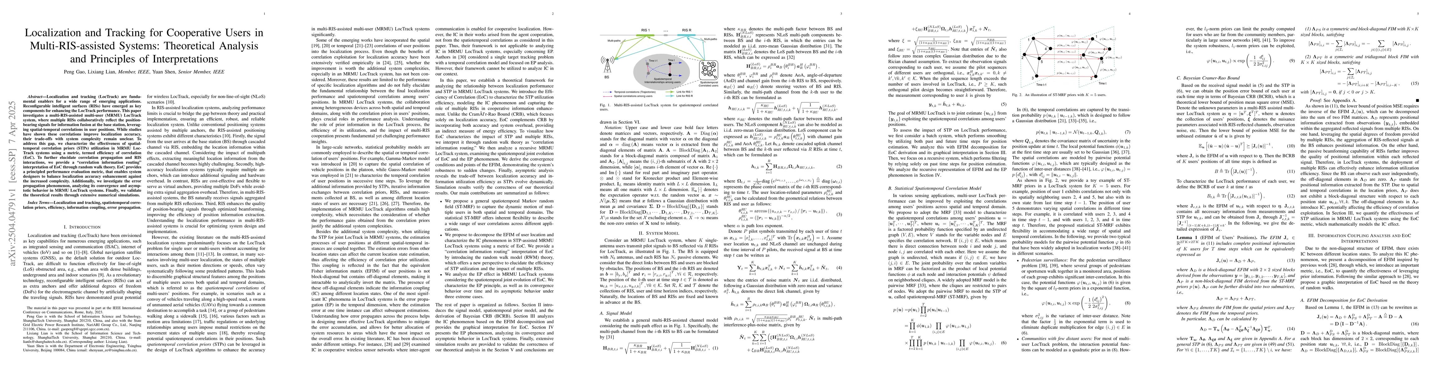 Thumbnail for Localization and Tracking for Cooperative Users in Multi-RIS-assisted
  Systems: Theoretical Analysis and Principles of Interpretations