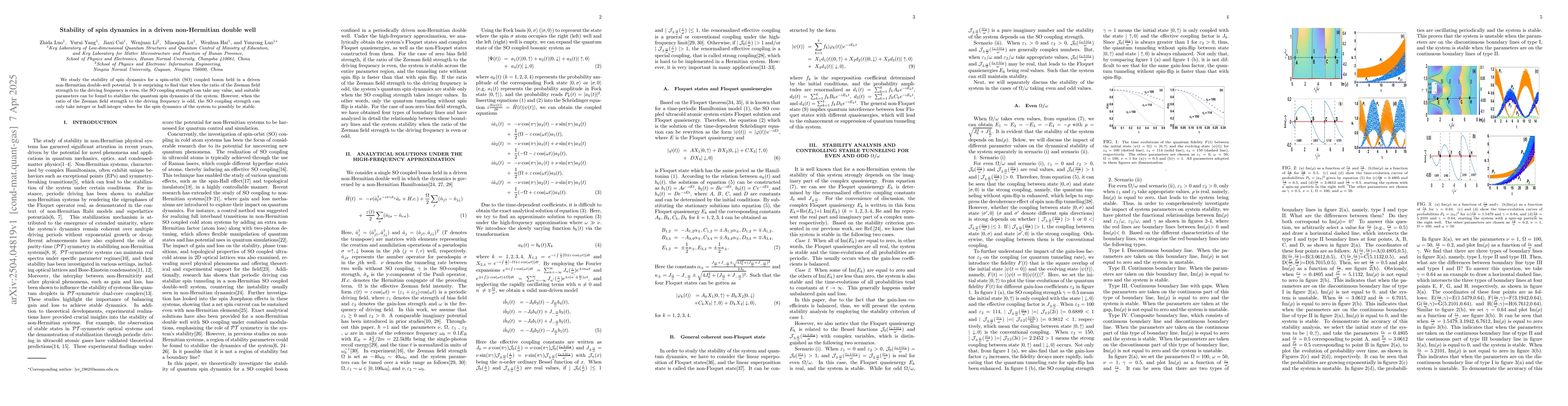 Thumbnail for Stability of spin dynamics in a driven non-Hermitian double well