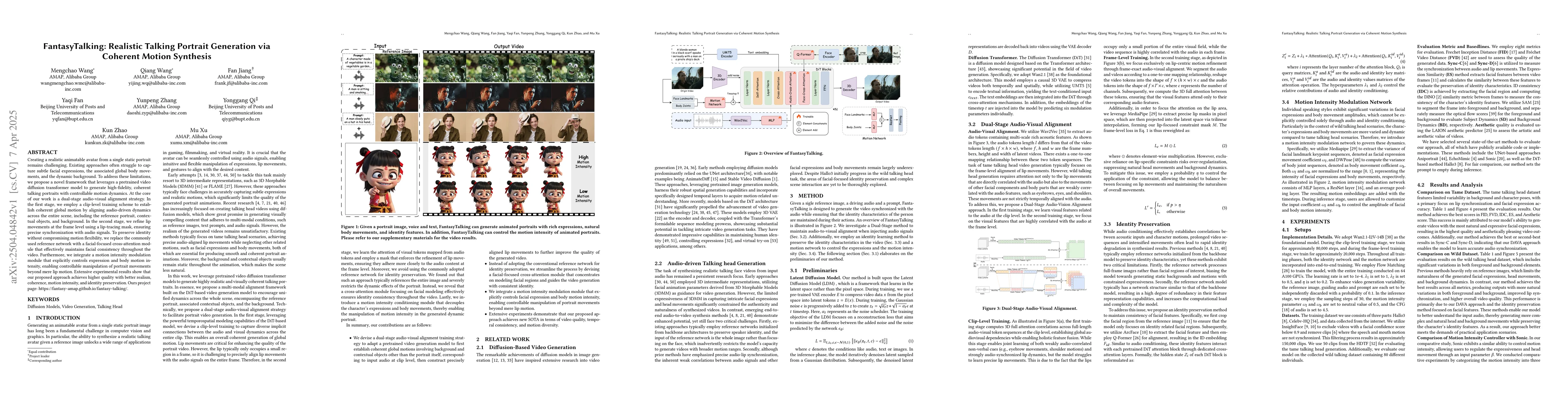 Thumbnail for FantasyTalking: Realistic Talking Portrait Generation via Coherent
  Motion Synthesis