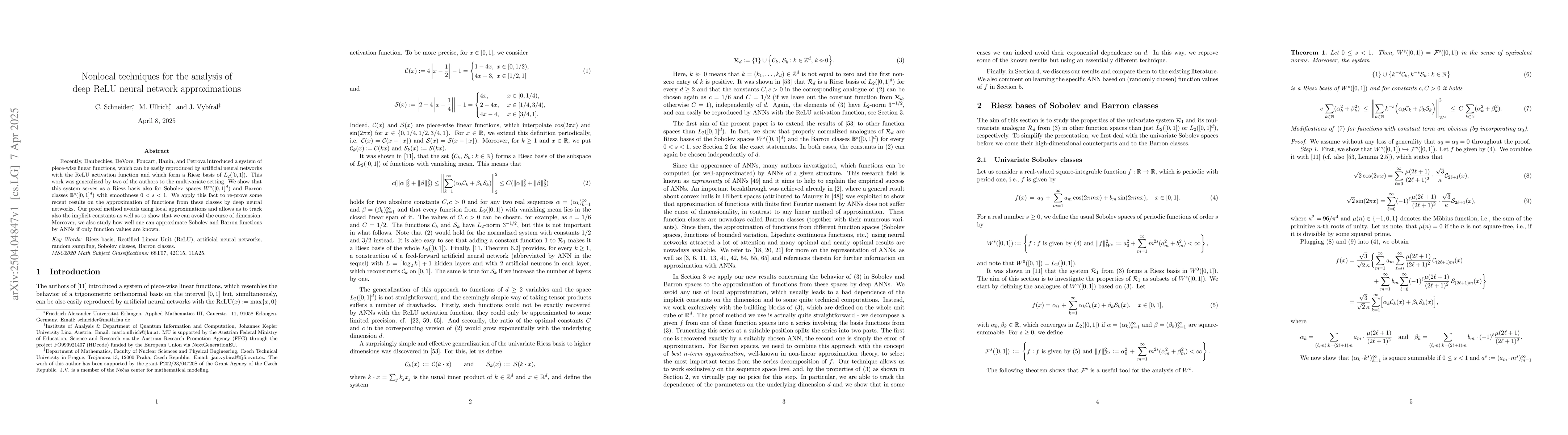 Thumbnail for Nonlocal techniques for the analysis of deep ReLU neural network
  approximations