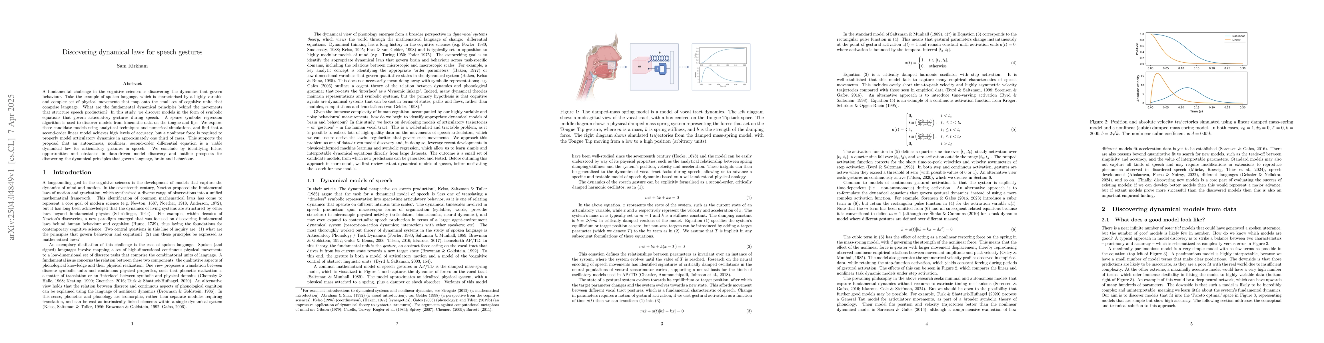 Thumbnail for Discovering dynamical laws for speech gestures